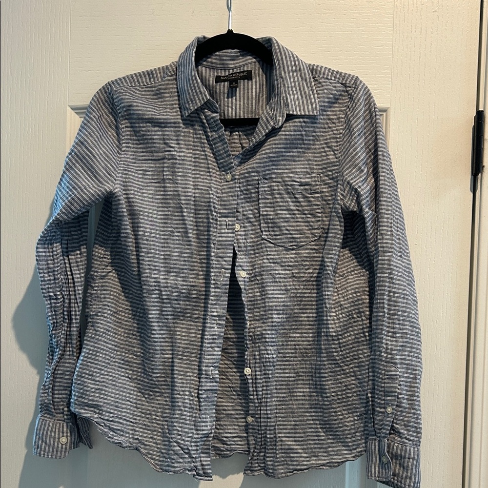 Banana Republic Gray Striped Casual Shirt